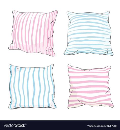 sketch vector illustration of pillow, art, pillow isolated, white pillow, bed pillow, bed ...