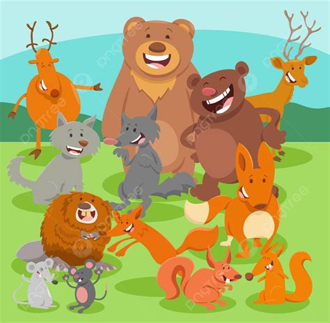 Happy Cartoon Wild Animals Characters Group Brown Bear Flat Illustration Vector, Bear Clipart ...