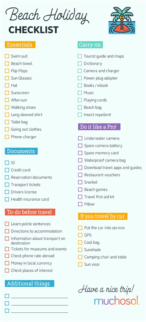 Summer Holiday Checklist Printable