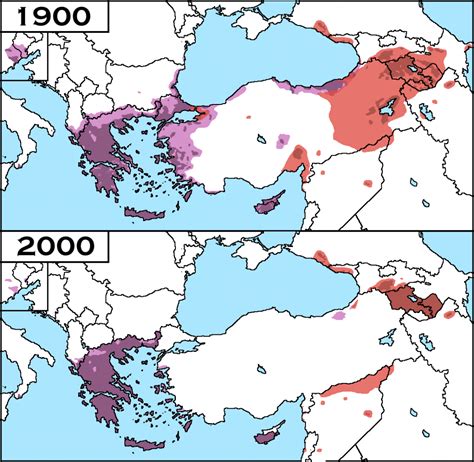 Armenians and Greeks in 1900 & 2000 - Vivid Maps