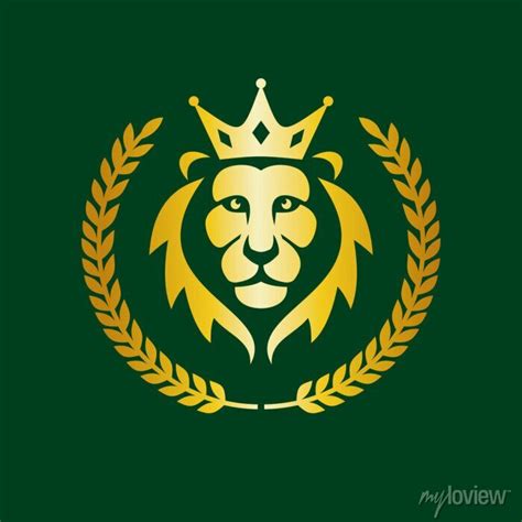 King lion logo , lion logo cartazes para a parede • posters luxo, me, elegante | myloview.com.br