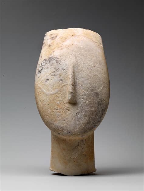 Marble head from the figure of a woman | Cycladic | Early Cycladic II ...