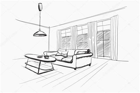 Living room interior sketch. — Stock Vector © AVD_88 #52406931