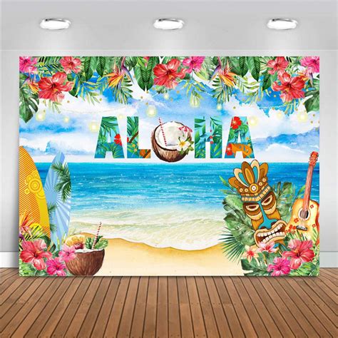 Summer Aloha Luau Backdrop for Event Party Tropical Hawaiian Beach Pho ...