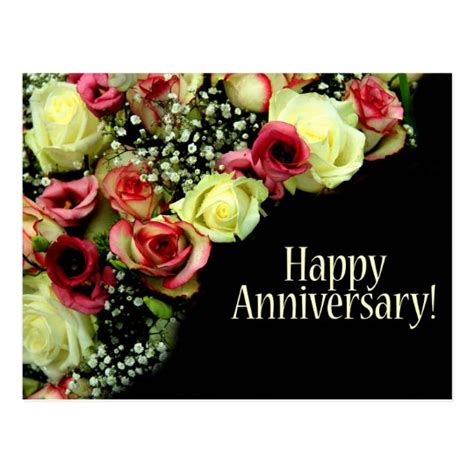 Happy Anniversary roses Postcard | Zazzle.co.uk