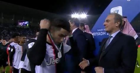 Cristiano Ronaldo takes off Supercoppa runners up medal as Juventus lose to Lazio