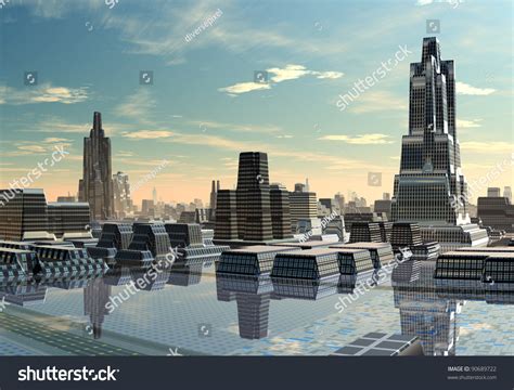 Modern City Skyline Stock Photo 90689722 : Shutterstock