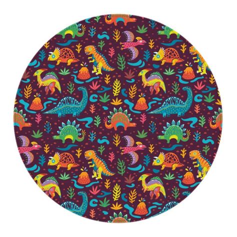 Dinosaur Round Rug Dinosaur Rugs Dino Rug Colorful Kids | Etsy