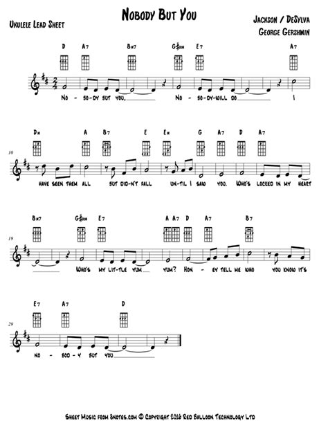 George Gershwin - Nobody But You sheet music for Ukulele Lead Sheets ...