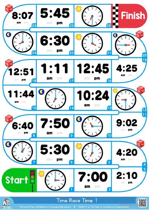 Telling The Time - ESL Board Game (A…: Português PLE apostilas pdf & doc