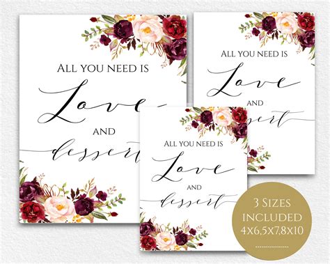 Printable All You Need is Love and Dessert Printable Wedding | Etsy