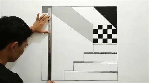 STAIRS 3D WALL PAINTING || STAIRS OPTICAL ILLUSION || LUKISAN TANGGA ...