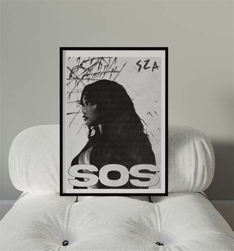 SOS SZA Portrait Poster Black White Wall Art Digital Artwork Music ...