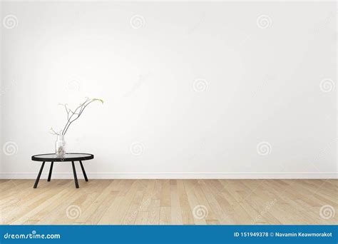 Living Room Interior on Empty White Wall Background - Minimal Design, 3D Rendering Stock ...