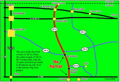 Free Motorcycle Ride Map from Cruise the Ozarks - Ride The Pig Trail Corridor - AR Hwy 23