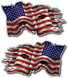 2 American USA Tattered Flag Vinyl Decal Bumper Sticker Car Truck Window Reverse | eBay