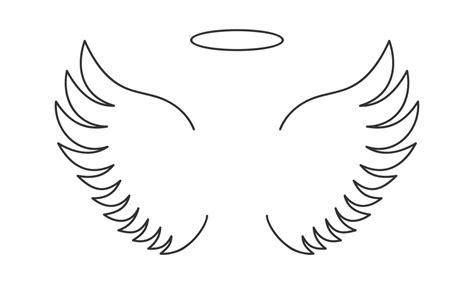 Outline flying angel wings and halo ring. Heavenly or saint concept simple design 18975841 ...