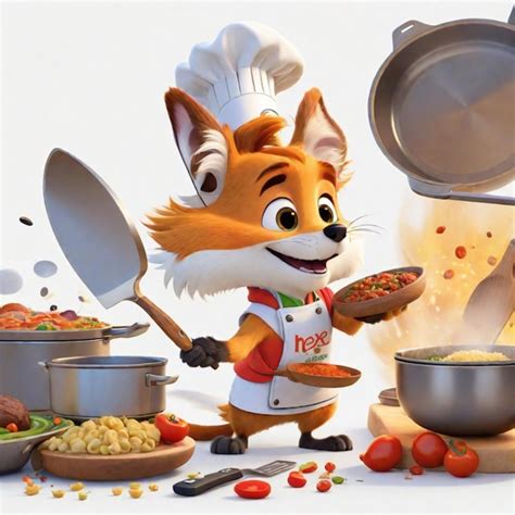 Premium Photo | A fox cooking in a kitchen