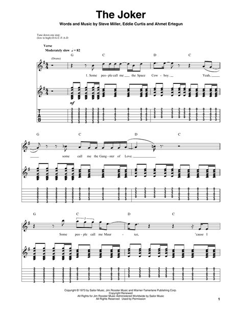 The Joker Sheet Music | Steve Miller Band | Guitar Tab (Single Guitar)