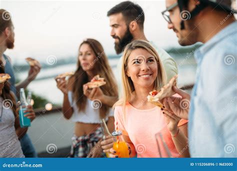 Happy Friends Laughing and Smiling Outdoors Stock Photo - Image of ...