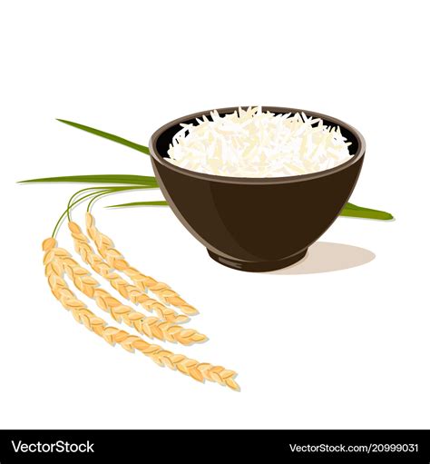 Rice plant and bowl full of rice Royalty Free Vector Image