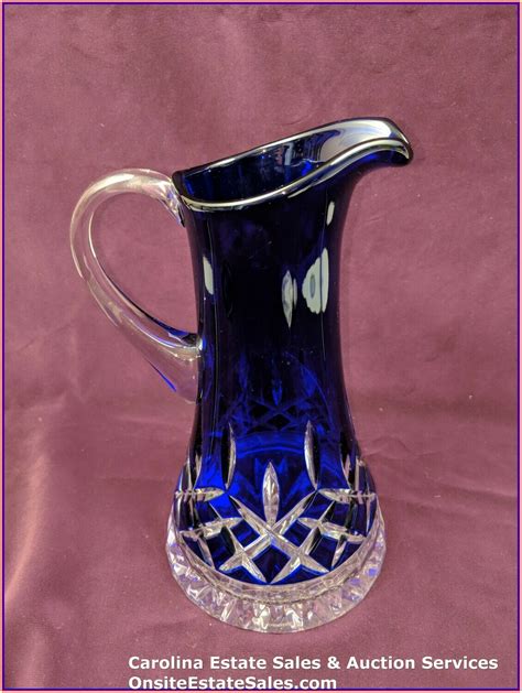 Vintage WATERFORD Crystal Ireland Lismore Cobalt Blue Pitcher 48 oz 10 1/4"H