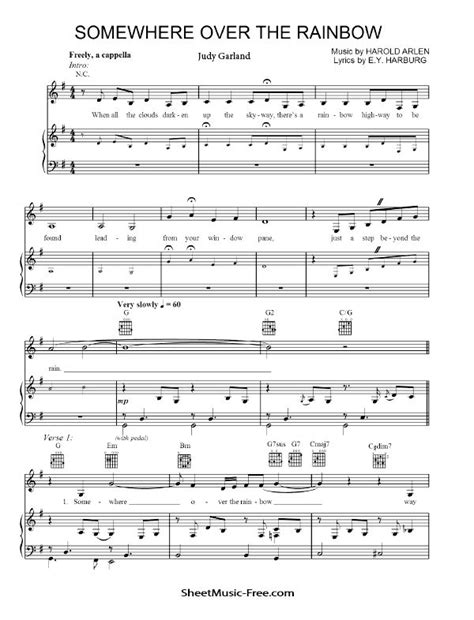 Somewhere Over The Rainbow Sheet Music Judy Garland ♪ SMF | Sheet music, Sheet music pdf ...