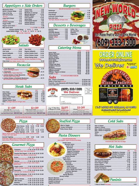 New World Pizza Menu | PDF | Pizza | Hamburgers