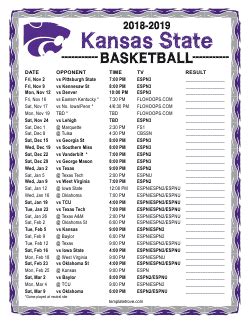 Printable 2018-2019 Kansas-State State Wildcats Basketball Schedule