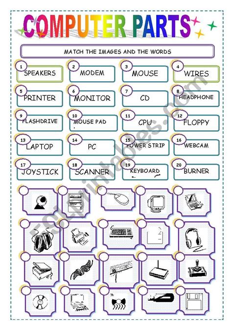 Computer Parts Match - ESL worksheet by ilona