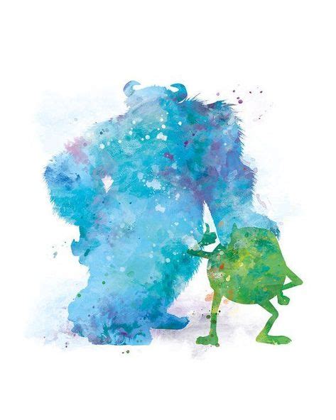 Mike and Sulley Watercolor Monsters Inc Print Monsters Inc Wall Art Monsters Inc Poster ...