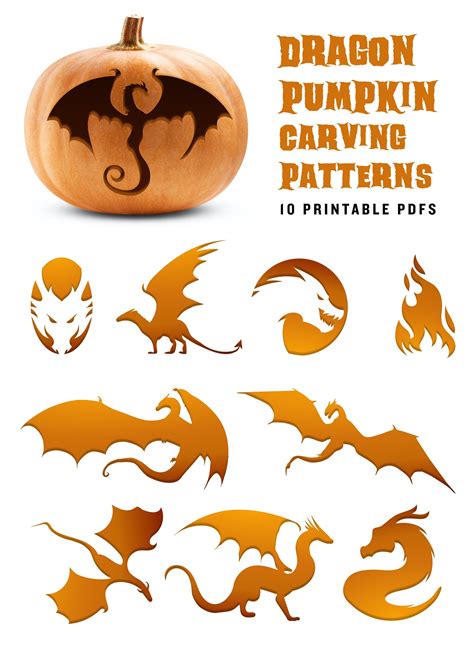 Dragon Pumpkin Carving Patterns Create a Fantasy Jack O - Etsy