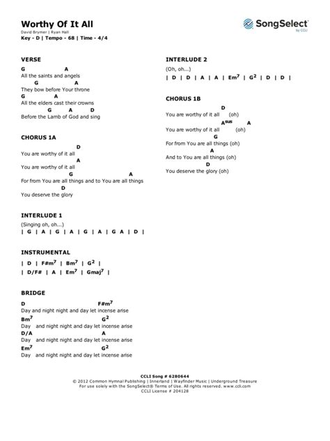 Worthy of It All D | PDF | Musical Forms