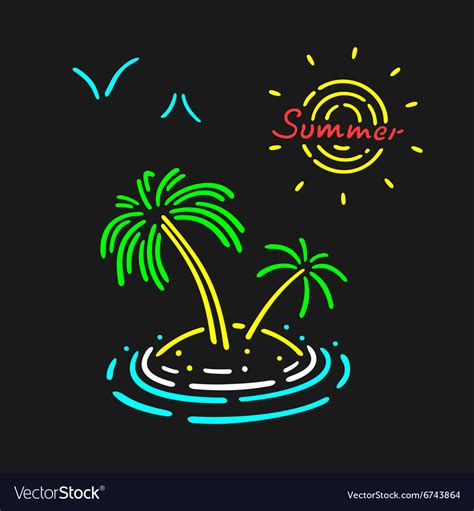 Neon symbol palm tree Royalty Free Vector Image