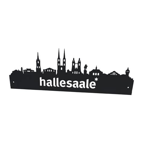 Wandschild mit Skyline Halle (Saale)