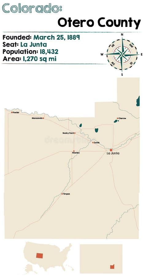 Map of Otero County in Colorado Stock Vector - Illustration of junta, county: 168705551