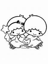 Twin Little Stars Coloring Star Pages Colouring Kitty Hello Sheets  sketch template
