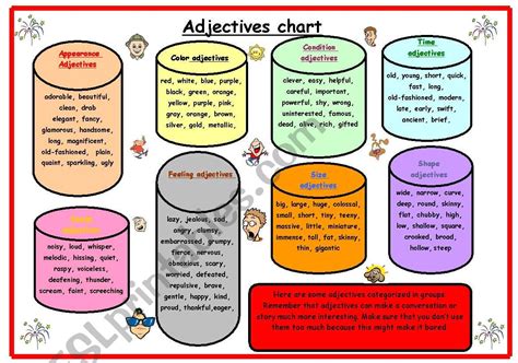 Adjectives chart - ESL worksheet by Errie - Worksheets Library