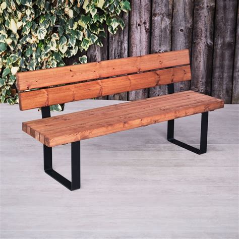 Bench with Back Wood & Steel | Outdoor Hospitality & Street Furniture