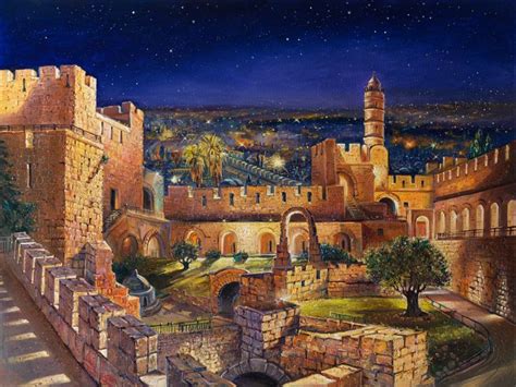 Jerusalem Painting: The Garden of David in the old city of Jerusalem ...