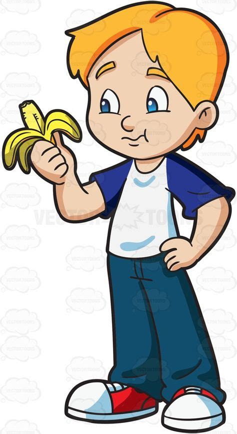 A boy eating a banana #cartoon #clipart #vector #vectortoons #stockimage #stockart #art ...