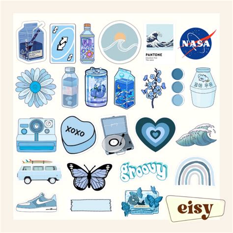 EISY 25pcs. Aesthetic Blue Sticker Pack | Lazada PH