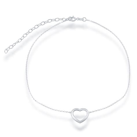 Sterling Silver 12" + 3" Open Heart Choker Necklace - Walmart.com