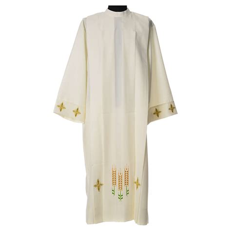 Aube liturgique ivoire épis stylisées 100% polyest | vente en ligne sur HOLYART