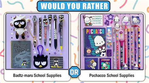 Would You Rather Badtz-Maru VS Pochacco School Supplies and Cute Stuff ...