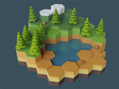 Tried mixing a lowpoly style with a hexagon terrain : r/blender