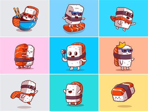 Cute sushi🍣🍱🥢 | Illustration character design, Cartoon character design ...