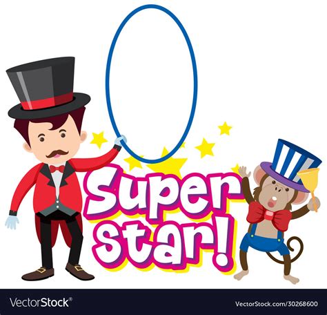 Font design for word superstar with magician and Vector Image