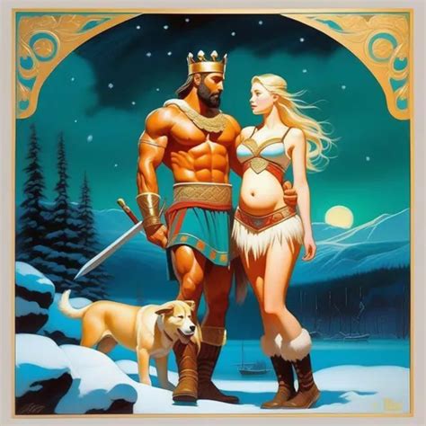 King Leonidas impregnating Saami girl, pale skin, bl...