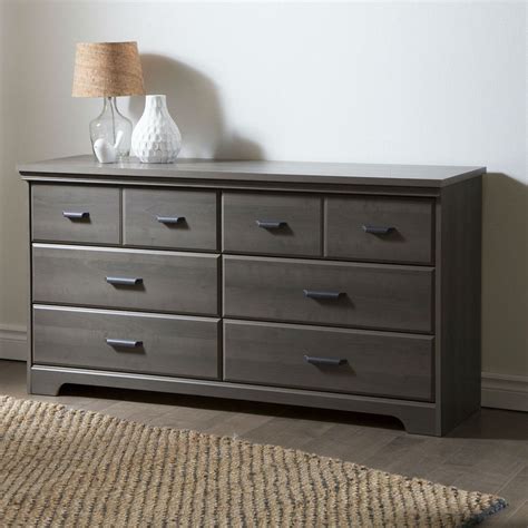 Gray Maple Wood Finish 6-Drawer Bedroom Dresser with Matte Black Handles | Decoración de unas ...